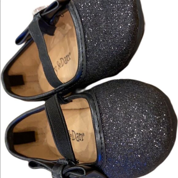 Lily & Dan Toddler Dress Shoe Black Glitter Rhinestone and bow Size 5/6 - Picture 10 of 16
